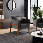 Poltronas Sala Decorativa Kit 02 Lana Sintético Pu Base Madei