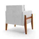 Poltronas Sala Decorativa Kit 02 Lana Sintético Pu Base Madei