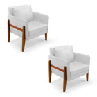 Poltronas Sala Decorativa Kit 02 Lana Sintético Pu Branco Bas