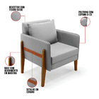 Poltronas Sala Decorativa Kit 2 Lana Suede Cinza Base De Made