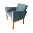 Poltrono Decorativa Para Sala De Estar Base Madeira Suede Pen