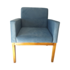 Poltrono Decorativa Para Sala De Estar Base Madeira Suede Pen