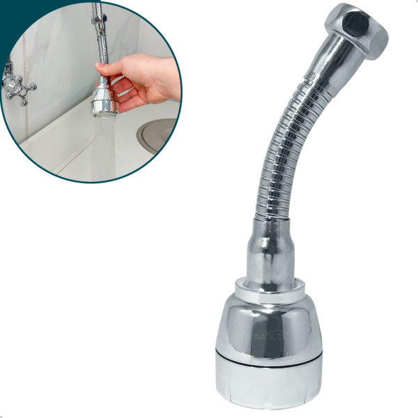 Ponta De Torneira Prolongador Inox Cozinha Bico Cromado Chuve