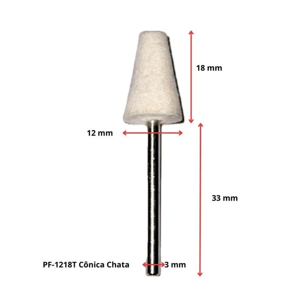 Pontas Montadas De Feltro - Pf-1218t Ø12x18mm Ø3mm Cônica Cha