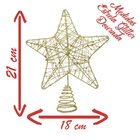 Ponteira De Árvore Estrela Aramada Dourada 21cm