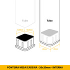 Ponteira Mesa/cadeira - 20x20mm - Interna - 24 Unidades