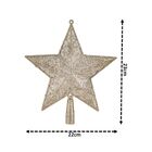 Ponteira Natal Estrela Brocada Glitter Champanhe 21cm Premium