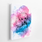 Poodle Cachorro Aquarela Rosa E Azul Quadro Canvas 60x40cm