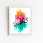 Poodle Cachorro Arte Laranja Quadro Moldura Branca 60x40cm