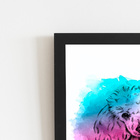 Poodle Cachorro Colorido Quadro Moldura Preta 60x40cm