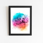 Poodle Cachorro Colorido Quadro Moldura Preta 60x40cm