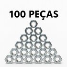 Porca Sextavada Zincada Rosca Unc - 1/4' 100 Peças