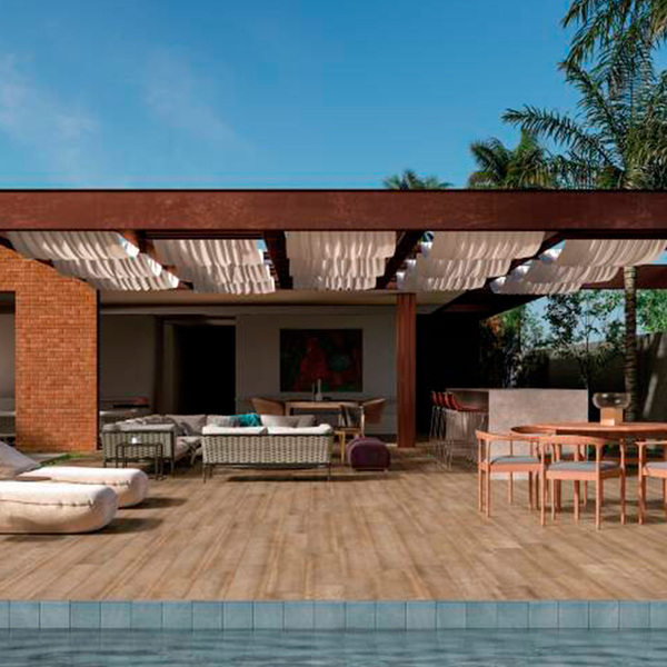 Porcelanato Amadeirado Acetinado Borda Reta Externo 20x120cm