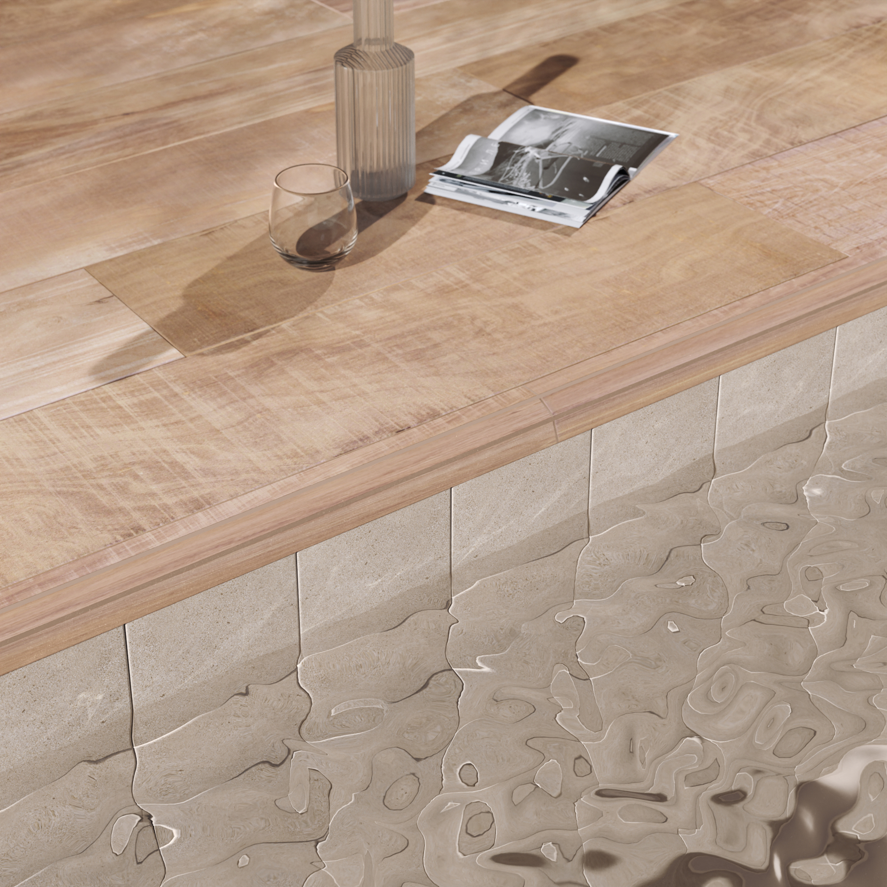 Porcelanato Amadeirado Borda Reta Externo 20x120cm Arca Nordic