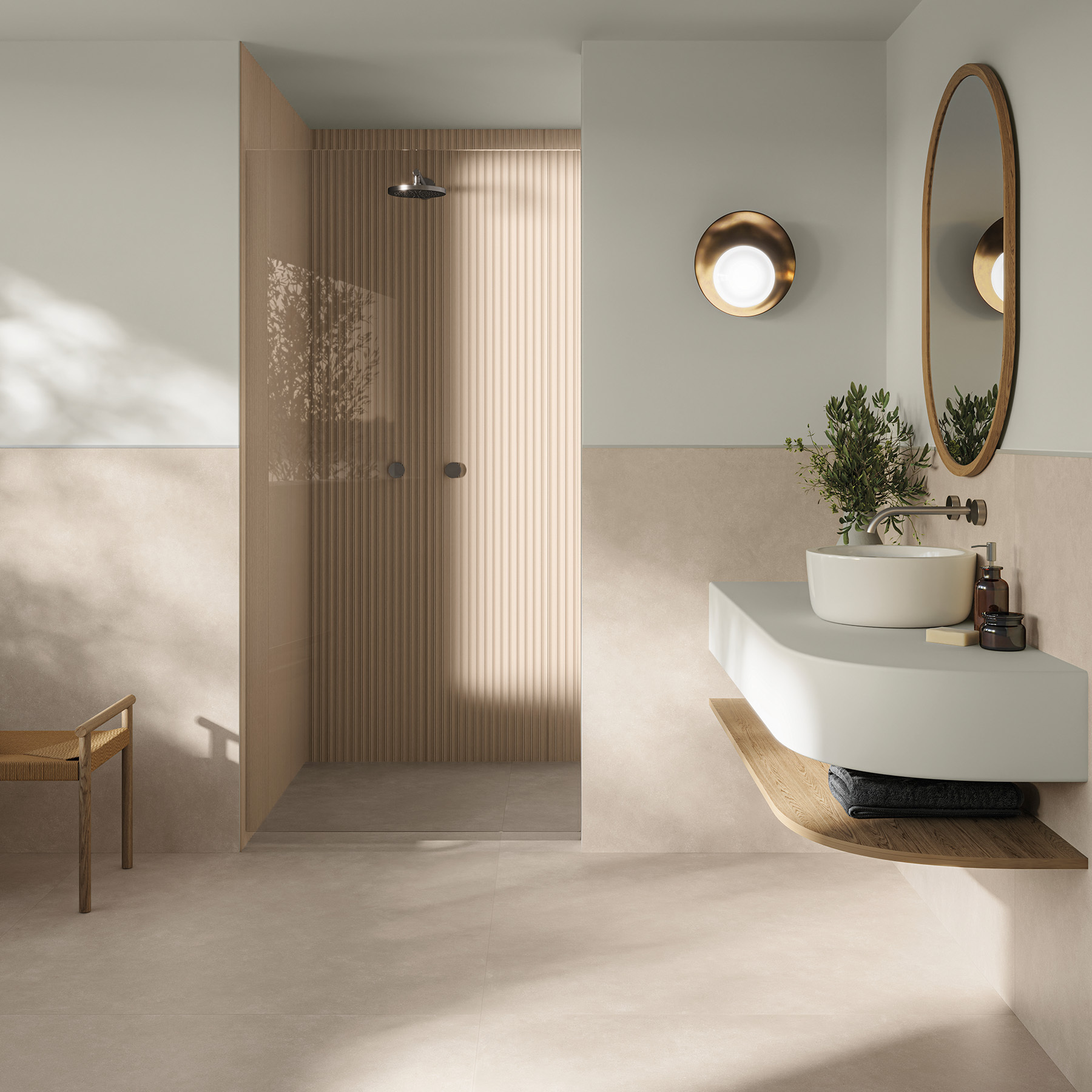 Porcelanato Cimentício Fosco Externo Borda Reta 80x80cm Hit Camel