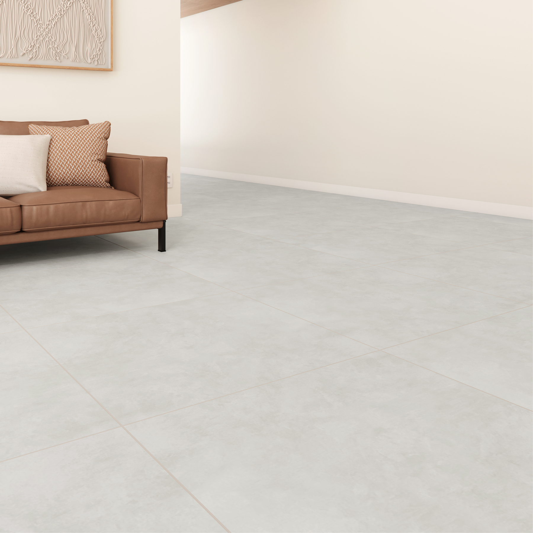 Porcelanato Cimentício Acetinado Borda Reta Interno 90X90cm Dunne Gray Incesa