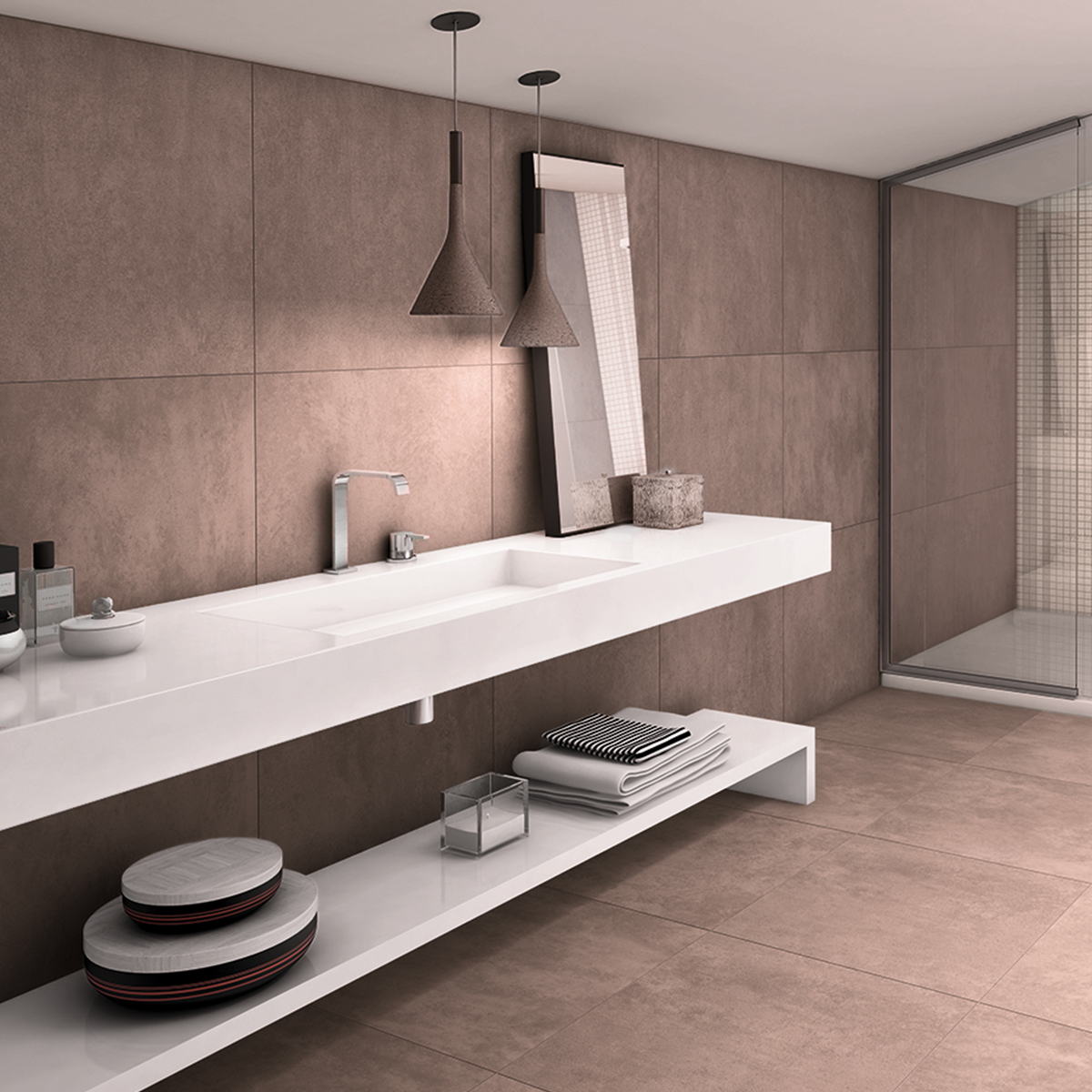 Porcelanato Interno Cimento Esmaltado Borda Reta Cemento Fendi 60x60cm 