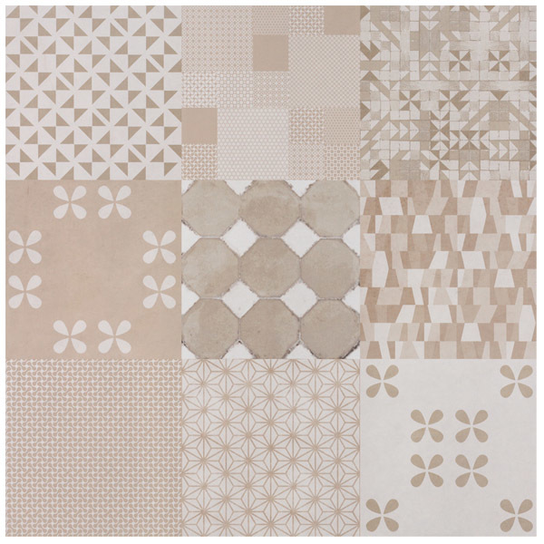 Porcelanato Esmaltado Interno Borda Reta 60x60cm modelo Village Mix Nude Portobello