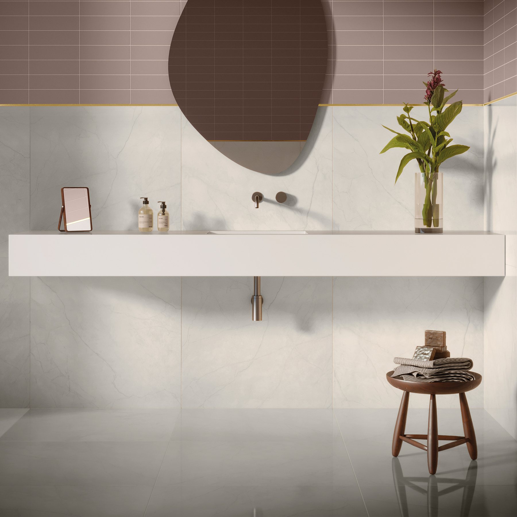 Porcelanato Marmorizado Polido Borda Reta Interno 80x80cm Spezia