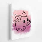 Porco Animal Rosa Aquarela Infantil Quadro Canvas 120x80cm