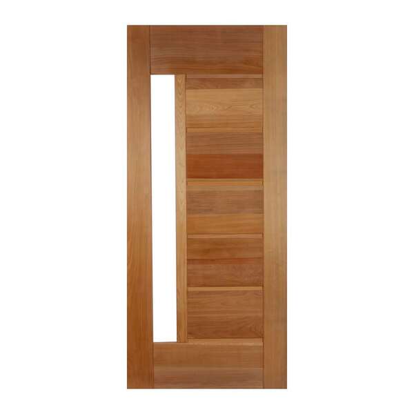 Porta  Visor Lateral Com Vidro Montada Em Madeira Maciã§a Tau