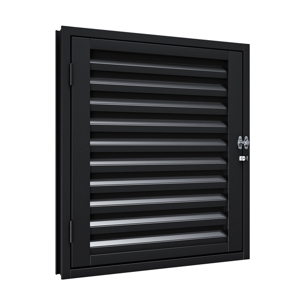 Porta Alçapão de Giro para Fora 1 Folha Aço Pintado Preto com Porta Cadeado 80x60cm Riobras