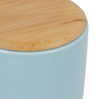 Porta Algodão Cerâmica Azul com Tampa Bambu Osaka YOI