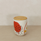 Porta Algodão Cerâmica Botanical com Tampa Bambu Osaka YOI