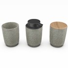 Porta Algodão Cerâmica Branco com Tampa Bambu Osaka YOI