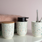 Porta Algodão Cerâmica com Tampa Bambu Granelite Osaka YOI