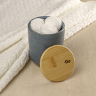 Porta Algodão Cerâmica e Bambu Cilíndrico Osaka Azul Marmorizado Martiplast