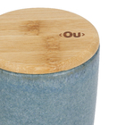 Porta Algodão Cerâmica e Bambu Cilíndrico Osaka Azul Marmorizado Martiplast