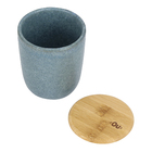 Porta Algodão Cerâmica e Bambu Cilíndrico Osaka Azul Marmorizado Martiplast