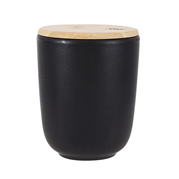 Porta Algodão Cerâmica e Bambu Cilíndrico Osaka Preto Marmorizado Martiplast