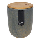 Porta Algodão Cerâmica Esmalte Azul com Tampa Bambu Osaka YOI