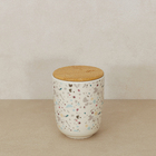 Porta Algodão Cerâmica Granelite com Tampa Bambu Osaka YOI