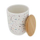 Porta Algodão Cerâmica Granelite com Tampa Bambu Osaka YOI