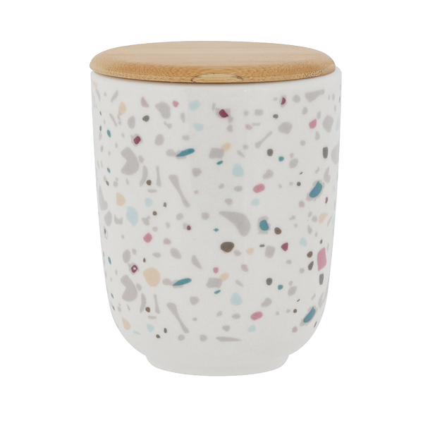 Porta Algodão Cerâmica Granelite com Tampa Bambu Osaka YOI