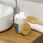 Porta Algodão Cerâmica Listras com Tampa Bambu Osaka YOI