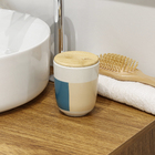 Porta Algodão Cerâmica Listras com Tampa Bambu Osaka YOI