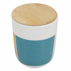 Porta Algodão Cerâmica Listras com Tampa Bambu Osaka YOI