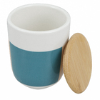 Porta Algodão Cerâmica Listras com Tampa Bambu Osaka YOI