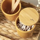 Porta Algodão Cerâmica Mostarda com Tampa Bambu Osaka YOI