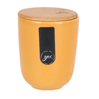 Porta Algodão Cerâmica Mostarda com Tampa Bambu Osaka YOI