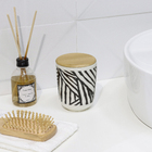 Porta Algodão Cerâmica Zebrado com Tampa Bambu Osaka YOI
