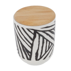 Porta Algodão Cerâmica Zebrado com Tampa Bambu Osaka YOI