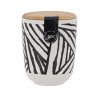 Porta Algodão Cerâmica Zebrado com Tampa Bambu Osaka YOI