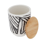 Porta Algodão Cerâmica Zebrado com Tampa Bambu Osaka YOI