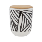 Porta Algodão Cerâmica Zebrado com Tampa Bambu Osaka YOI