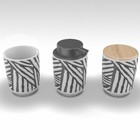 Porta Algodão com Tampa Zebrado Bambu Osaka YOI